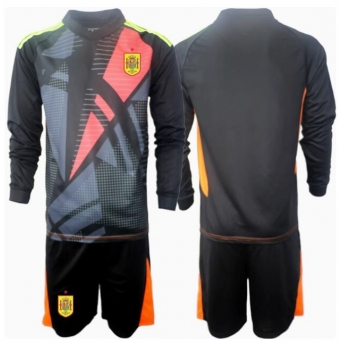 Spagna Portiere Maglia Gara Trasferta Repliche Europei 2024 Bambino Maniche Lunghe